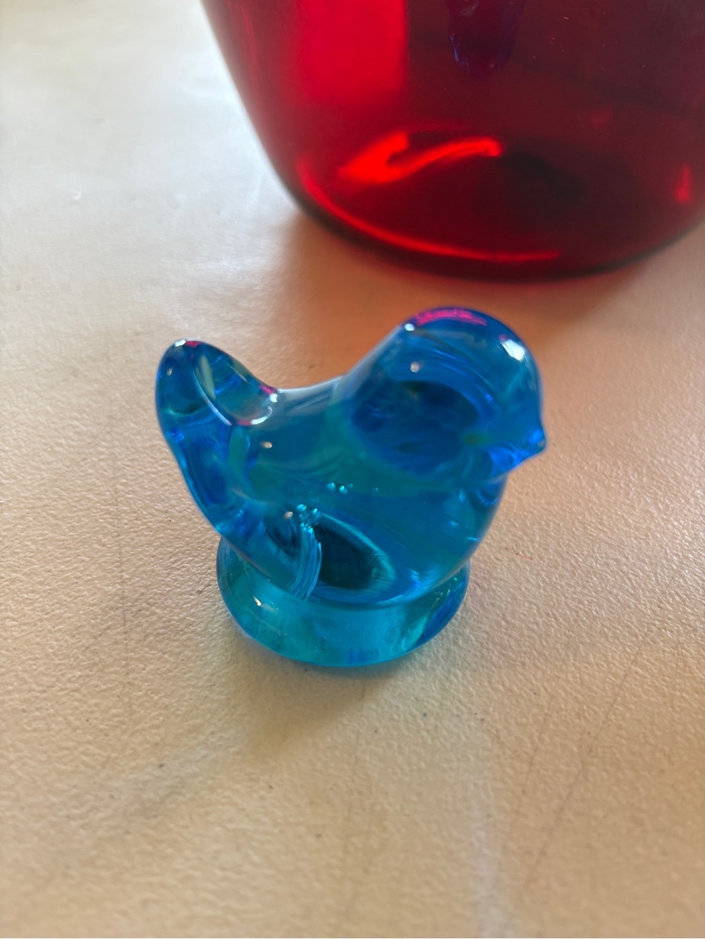 Leo Ward signed hand, blown Blue Glass Bird Figurine - Decorative Accent